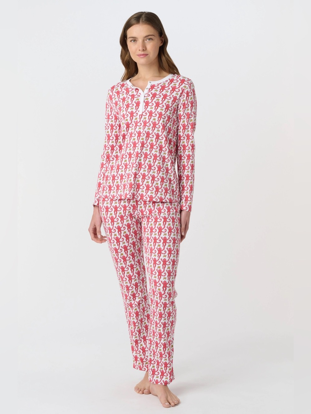 Roller Rabbit Monkey Pajama Set, Pink, Medium